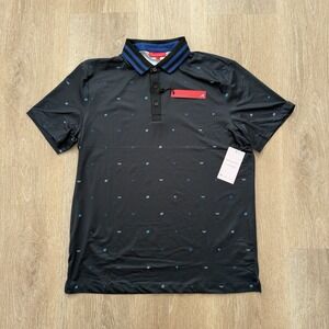 REDVANLY‎ Langham Polo Shirt Men's Large Black Blue Tuxedo Athletic Luxury Golf